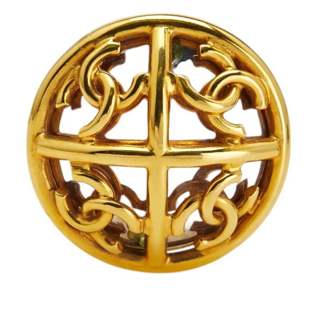 CHANEL Vintage Gold Logo Brooch